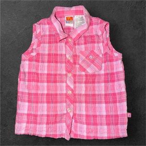 Y2K McKids McDonald’s Pink Plaid Sleeveless Top Size 6